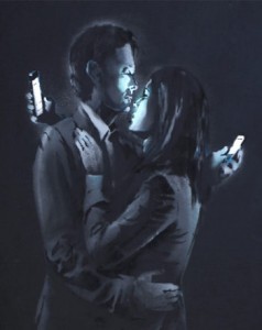 Lo que la tecnología une que no lo separe el móvil bansky